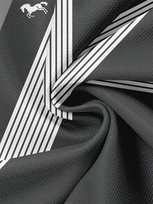 KOVSEE 男士休闲运动T恤 - 马形图案，轻盈运动面料，适合户外、通勤、度假，可机洗，四季皆宜，日常时尚单品 | 夏季圆领T恤 - 灰色 - 查看 3