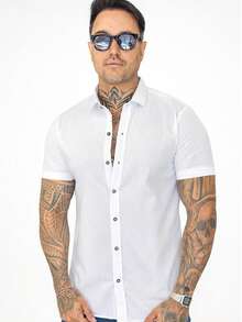 Men's Short Sleeve Oxford Shirt - trắng - Xem 1