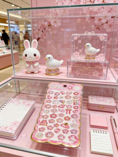 樱花兔、小鸟和可爱猫咪卡通图案组合，3D立体透明防水贴纸，适用于剪贴簿、日记装饰、儿童奖励卡，颜色和款式随机包装