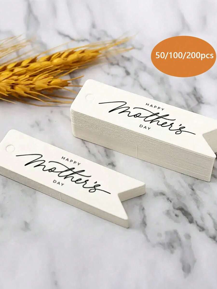 50/100/200pcs Mother's Day Gift Labels, Mother's Day Hanging Labels, Suitable For DIY Handicrafts And Mother's Party Gift Packaging - Multicolor - View 1