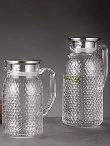 1PC Transparent, Large-Capacity Acrylic Pitcher With A V-Shaped Spout And A Good Seal. Ideal For Serving Hot And Cold Beverages, Juices, And Iced Tea, Perfect For Home Kitchens, Cafes, Restaurants, And Parties. - Multicolor - View 5