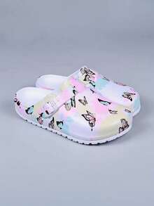Women's Fashion Printed Breathable EVA Clogs, Lightweight Non-Slip Work Shoes, Adjustable Buckle Soft Sole Suitable For Beach, Garden, Autumn - Pink - View 13