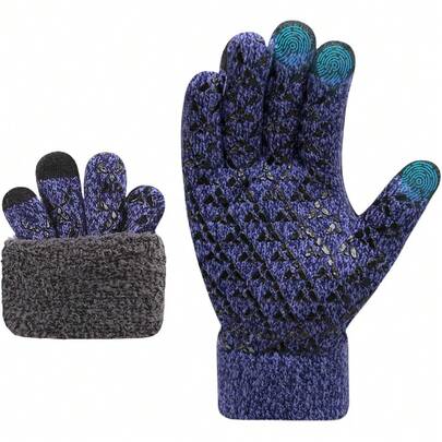 Outdoor Sports Palm Anti-Slip Velvet Thickened Finger Touch Screen With Elastic Cuffs For Men And Women Uniform Size Full Palm Anti-Slip Silicone Cycling Gloves