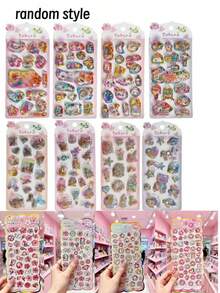 3D Dreamy Shaker Stickers, Ins Scrapbooking Materials, 3D Embossed Cute Bear & Princess Cartoon Phone Stickers - Multicolor - View 8