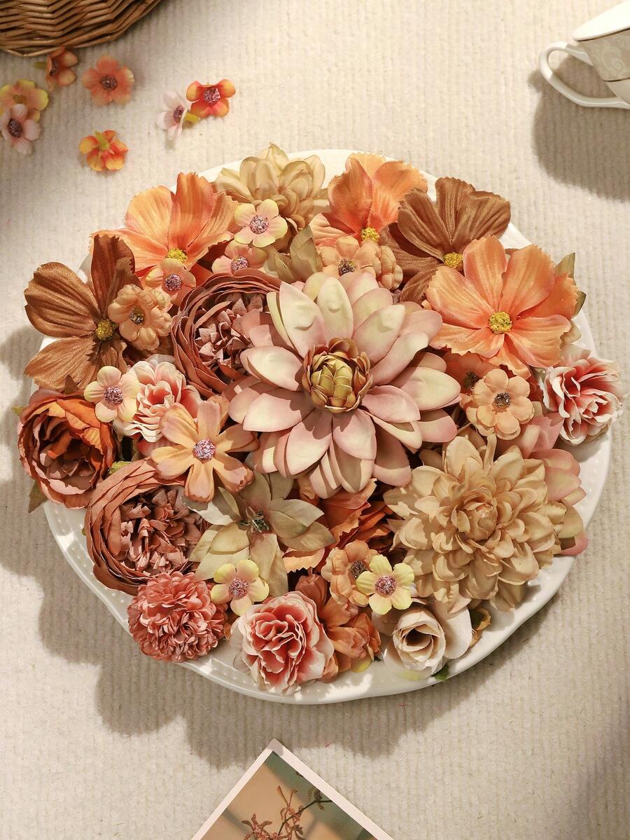 50个仿真花头，大小不一，雏菊花，适用于婚礼工艺品、家居装饰、派对装饰