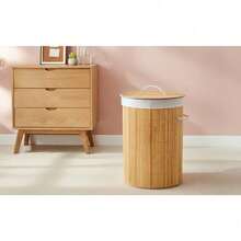 Shoze Large Capacity 45L Bamboo Woven Laundry Basket With Lid And Handle, Foldable Design To Save Space, Suitable For Use In Family Hotels - Bamboo - View 7