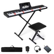 Lifezeal 88-Key Electric Piano Keyboard With Adjustable Stand Stool, Light-Up Keys & Buttons White/Black - 美規A型插(110-127V) - 查看 3