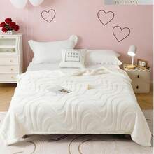 1pc Super Soft Taffeta Plaid Wavy Thickened Blanket - Double Layer Design, Multiple Colors Available, Thick Yet Lightweight, Suitable For Comfortable Napping, Sofa Leisure, Office, Bedding, Camping And Travel - Suitable For Single Or Double Use, All Seasons - Ideal Gift For Valentine's Day, Mother's Day, New Year - White - View 1