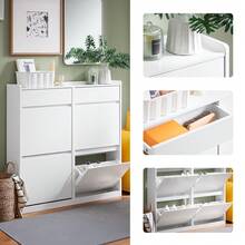 SoBuy Tủ giày Giá để giày Tủ đựng giày có 4 ngăn kéo lật và 2 ngăn kéo kéo ra Màu trắng Rộng 98 X Sâu 19 X Cao 95cm FSR169-W - trắng - Xem 4