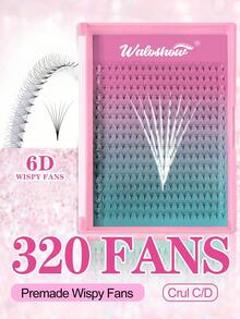 Waloshow 高品质预制蓬松睫毛簇，6D尖头预制睫毛簇，睫毛嫁接，睫毛簇，单根睫毛，假睫毛，假睫毛 - 黑色 - 查看 6