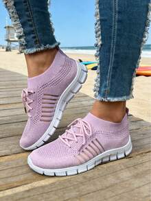2026NEWLadies Multi-Color Casual Sports Shoes, Road Running Shoes, Breathable And Lightweight Mesh Sports Shoes,Women's Tennis Shoes: Zapatillas & Tenis Para Mujer Fashion Sneakers - Màu tím - Xem 4