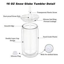 2pcs 16oz Reusable 16oz Acrylic Plastic Clear Tumbler With Lid And Straw, Clear Acrylic PP 16oz Cup With Lid And Straw, For Vinyl UV DTF Packaging - Multicolor - View 3