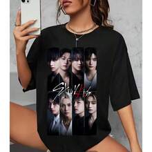 Women's Cotton T-Shirt/Blouse Kpop - màu đen - Xem 2