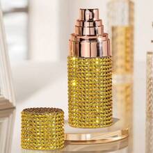 1个闪亮水钻便携式香水喷雾器，奢华闪亮圆柱形设计，可重复灌装的旅行香水喷雾瓶，情人节及日常使用的理想之选 - 彩色 - 查看 4