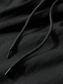Men's Casual Drawstring Solid Color Cargo Pants, Fashion Workwear Trousers For Spring And Autumn - Black - View 5