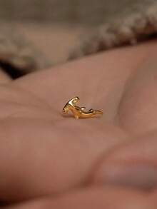 1PC 925 Sterling Silver Tiny Shark Manta Cicada Hercules Beetle Animal Hypoallergenic Flat Back Cartilage Helix Piercing Fine Jewelry For Daily Wear Wedding Party Engagement Anniversary Valentine's Day - Gold - View 10