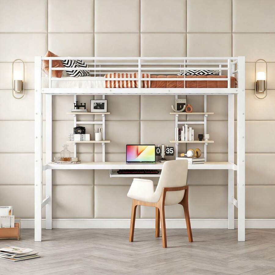 Kids Bed Frames, Headboards & Footboards - White + Metal + 90cm*200cm-1 - View 1