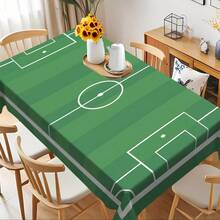 1 pieza Mantel con diseño de campo de fútbol para fiesta temática de fútbol, adecuado para aficionados viendo el partido, picnic, decoración de mesa de comedor en múltiples escenarios, hecho de poliéster, se puede usar en interiores y exteriores, decoración del hogar - Multicolor - Ver 1