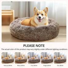 Calming Dog Bed For Small Dogs - 23 Inches Donut Washable Small Dog Bed For Kittens & Puppies, Anti-Slip Round Fluffy Pl 11ush Faux Fur Cat Beds (Fits Up To 25 Lbs Pets,  Brown) - SmokeBrown - View 7
