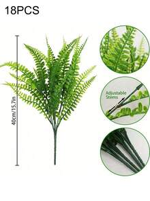 8/12/6 株人造波士顿蕨植物，抗紫外线绿化灌木，DIY 装饰，适用于家庭、办公室、花园、室内和室外 - 綠色 - 查看 10