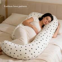 Pregnant Woman Pillow, U-Shaped Full Body Pillow-Detachable Pillowcase Extra Large Size-Gray-Sleeping Pregnant Woman Pillow-Adult Body Pillow, Pregnant Woman Pillow And Pregnancy Essential Mother Day Gift - 黑與白 - 查看 4