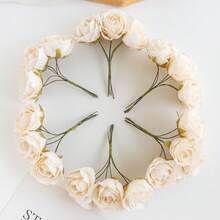 1/3/300 Buquês (6 Flores/Buquê) Buquê de Rosas Artificiais de 11 cm, Materiais DIY para Coroa de Letra Miniatura, Acessórios para Caixa de Doces, Decoração de Casamento Doméstico, Corsage de Pulso da Noiva, Enfeite de Cabeça, Decoração de Ano Novo, Suprimentos para Bolo de Festa de Aniversário, Adereços de Fotografia, Plantas Artificiais para Exteriores, Decoração Doméstica de Primavera, Plantas Falsas - Branco leitoso - Visão 2