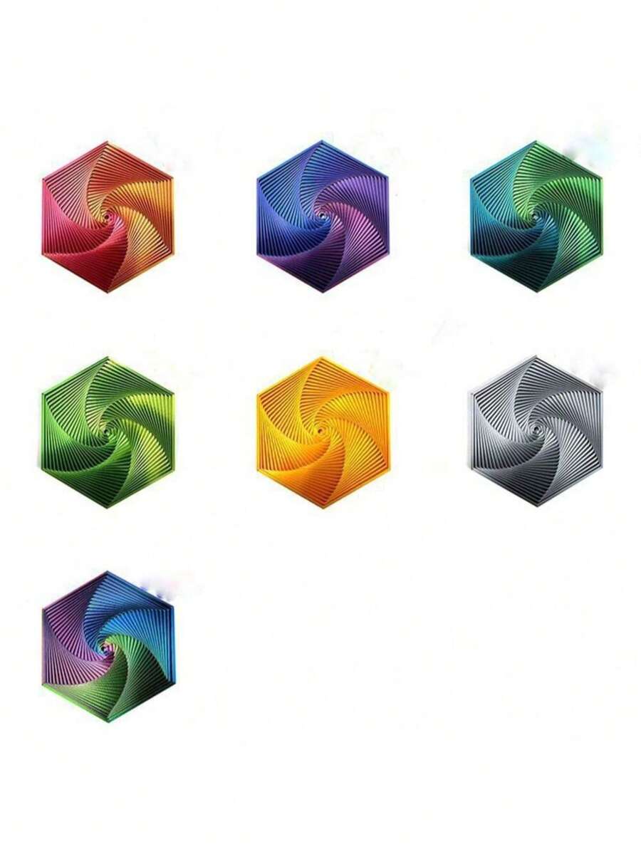 1个3D打印六边形螺旋塔光学错觉旋转减压创意玩具礼品 - 彩色 - 查看 1