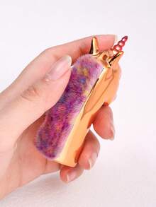 1pc Cartoon Unicorn Nail Art Brush Makeup Tool Glitter Pigment Dust Nail Art Cleaning Tool,Blue & Rose Gold Color Multifunctional Brush Single Powder Brush,Suitable For Beauty And Nail Artistry - Multicolor - View 4