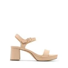 Women Comfortable Chunky Low Heeled Sandals Open Toe Buckle Decor Ankle Strap Heeled Sandals For Daily Wearing Wedding Party Prom - 裸色/牛巴革 - 查看 7