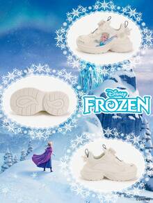 Disney 1 Pair Children's Authorized Collaboration Sports Shoes, Including Princess, Anna Princess, And Arendelle Princess Sports Shoes, Suitable For Daily, Holiday Sports And Outdoor Wear. Comfortable, Non-Slip, Durable And Breathable Soles - White - View 4