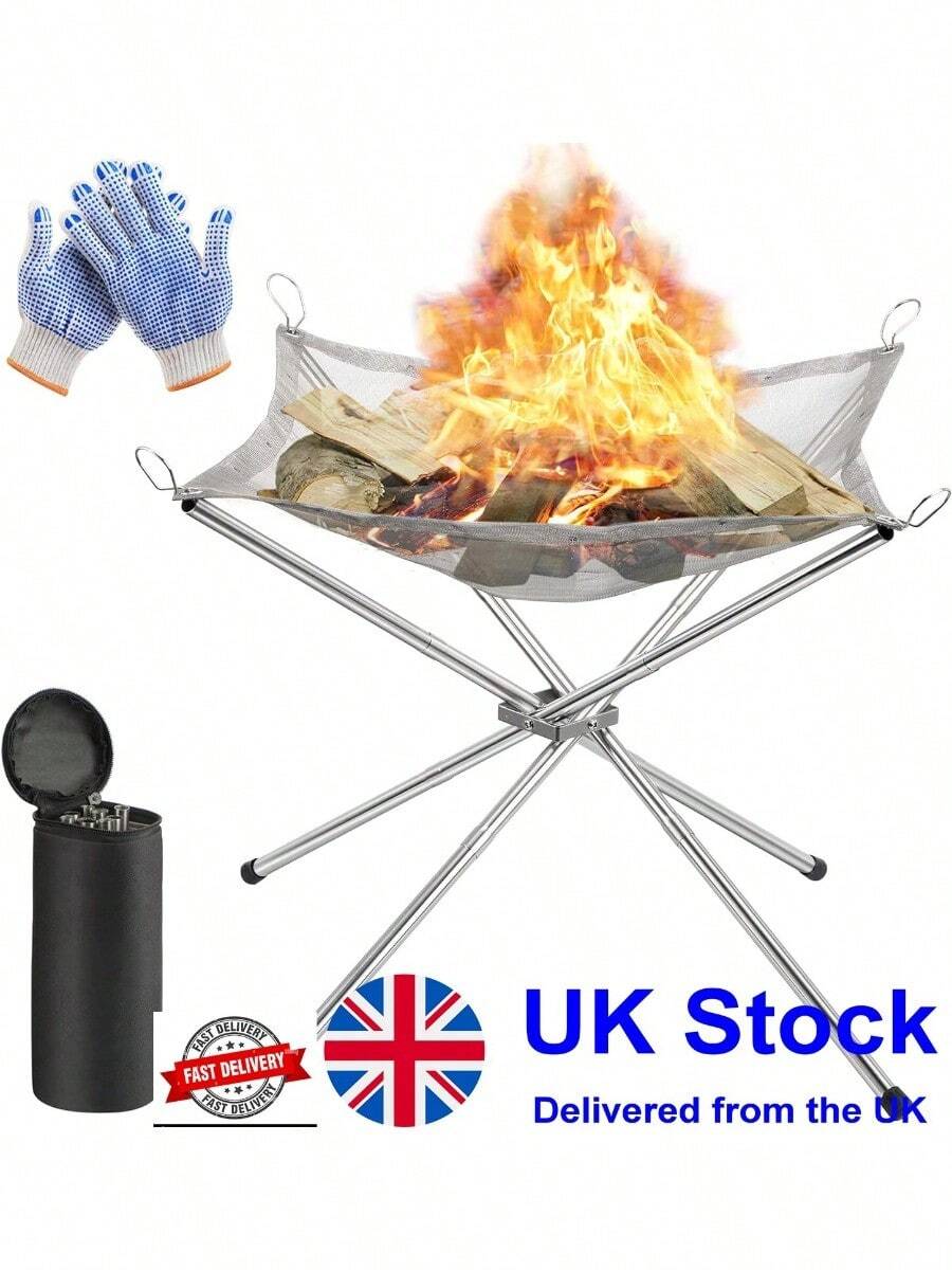 Portable Fire Pit For Camping, Outdoor Folding Firepit Fireplace With Heat Resis - Default - View 1