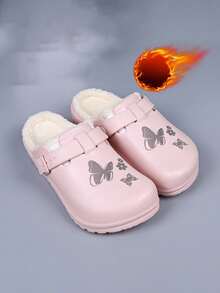 Women's Thermal Lined Winter Slippers, Beige Non-Slip Indoor/Outdoor Adjustable Strap Slippers, Lightweight & Comfortable, Made Of EVA Material For Warmth & Breathability, Suitable For Cold Floors; Soft & Comfortable Insole, Suitable For Home, Kitchen, Office; Easy-To-Clean Non-Slip Outsole. - Pink - View 9