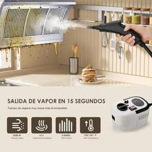 Limpiador a vapor con cabezal de cepillo de 2500 W y 3 cepillos + depósito de agua de 1,2 l | Se calienta en menos de 15 segundos para su uso inmediato en cocinas, electrodomésticos, muebles y automóviles. - Tipo de Enchufe A USA (110-127V) - Ver 3