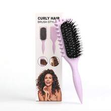 Women Wheat Straw Massage Bouncing Comb Home Styling Comb Curly Comb - Màu tím hoa cà - Xem 3