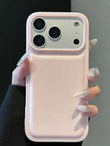 1 pieza Funda de teléfono de cuero sintético con textura compatible con iPhone17 Pro Max, iPhone17 Pro, iPhone16 Pro Max, iPhone16 Pro, iPhone16 Plus, iPhone16, iPhone15 Pro Max, iPhone15 Pro, iPhone15, 12/13/14 Pro Max, 11, proporciona protección contra caídas de Body completo para mujeres/niñas - Rosa - Ver 1