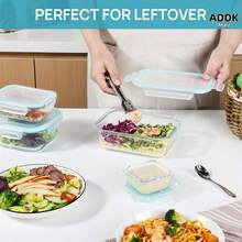 VAETTLO 8 Storage Containers, Pre-Meal Preparers, Airtight Lunch Boxes, Leak-Proof Lockable Lids, Microwave, Oven, Refrigerator, And Dishwasher , Includes 4 Cleaning Sponges. Storage Containers With Lids. - 8-piece Set - Transparent + Mint Green - View 6