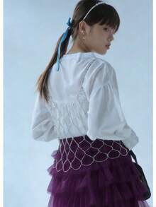 DEKUNER 1 pieza Diseño minimalista Estilo plateado lindo y femenino Parte superior de halter con perla Chaleco con cuentas dulce para niña Cadena decorativa versátil de perlas para el Body de la mujer - Plateado - Ver 2