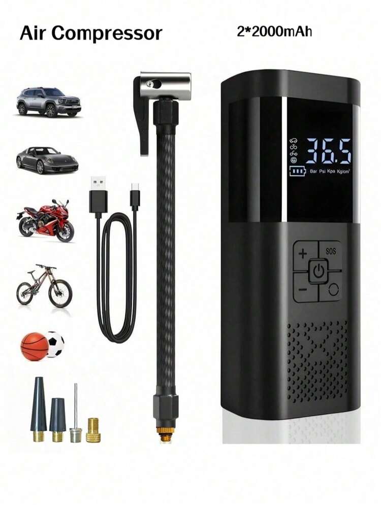 5000A 150PSI Car Jump Starter With Air Compressor, 12V Portable Car Battery Starter With Jump Cables, LCD Display And LED Flashlight - Multicolor - View 14