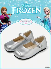 Disney 1 Pair Licensed Collaboration Children's Shoes, Suitable For Daily Wear, Festivals, Sports, Outdoor Activities, Comfortable, Non-Slip, Durable, Breathable (Children's Flat Shoes, Girls Shoes, Princess Shoes, Queen Shoes) - Silver - View 1