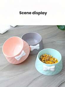 1pc Diamond Shaped Bow Pet Bowl, Protects Pet's Neck, Available In Multiple Colors - 800ml - View 1