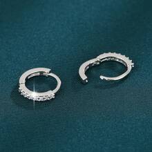 1 Pair Luxury Fully Rhinestoned Hoop Earrings, Minimalist Elegant Versatile Earrings For Daily Wear - Earrings - View 4