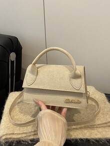 1pc Women's High-Quality Handbag With Flap, Large Capacity Square Bag, Suitable For Shopping, Dating, All Seasons, Minimalist Stylish Shoulder Bag With Detachable Adjustable Strap - Khaki - View 6