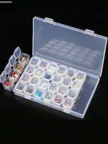 Caja organizadora de joyas de plástico transparente elegante con 28/56 compartimentos - Solución de almacenamiento a prueba de polvo para aretes & accesorios para mujeres - Multicolor - Ver 12