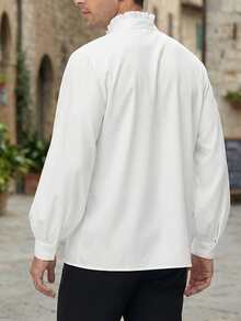 Camisa de manga larga con cuello de volantes estilo medieval para hombres, disfraz de estilo gótico para festivales y fiestas - Blanco - Ver 7