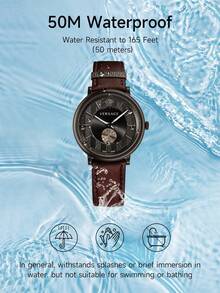 Versace Men's Business Chic Quartz Watch With Leather Strap Vertical Stripe Dial - Brown - View 10