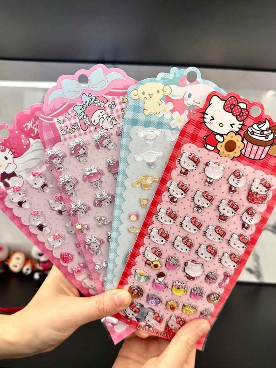 Gukha，Y2K，晶莹剔透，可重复使用/自粘，清新甜美/极简风格/蝴蝶/动物图案，手机贴纸，笔记本贴纸，水瓶贴纸，汽车贴纸，DIY手账贴纸 - 彩色 - 查看 1