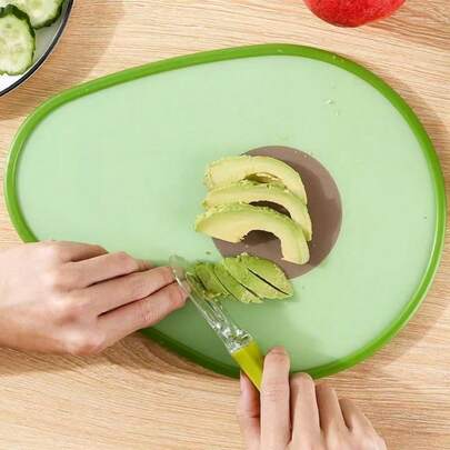 1pc Green Antibacterial Double-Sided Cutting Board, New Year Valentine's Day Kitchen Decoration, Avocado MDF Cartoon Thickened Chopping Board