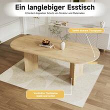 Extendable Dining Table 160/200 X 90 Cm, Ideal For 6 To 8 People, With Rounded Corners And A Thick Top. Simple Style, Oak Finish. - 橡木色 - 查看 5