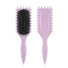 Women Wheat Straw Massage Bouncing Comb Home Styling Comb Curly Comb - Màu tím hoa cà - Xem 1