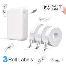 [Not Include Machine]Multi-Purpose HP2S Thermal Label Paper (3 Rolls, 7*15mm), Waterproof Scratch-Proof Self-Adhesive Stickers For Company Item, Jar Labels & Holiday Thanks Tags - Màu be - Xem 1